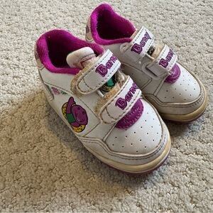Vintage Barney the Dinosaur Baby Toddler Sneakers Shoes 90s Hook & Loop Closure